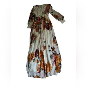 Ivory and Orange Bishop Sleeve Gown